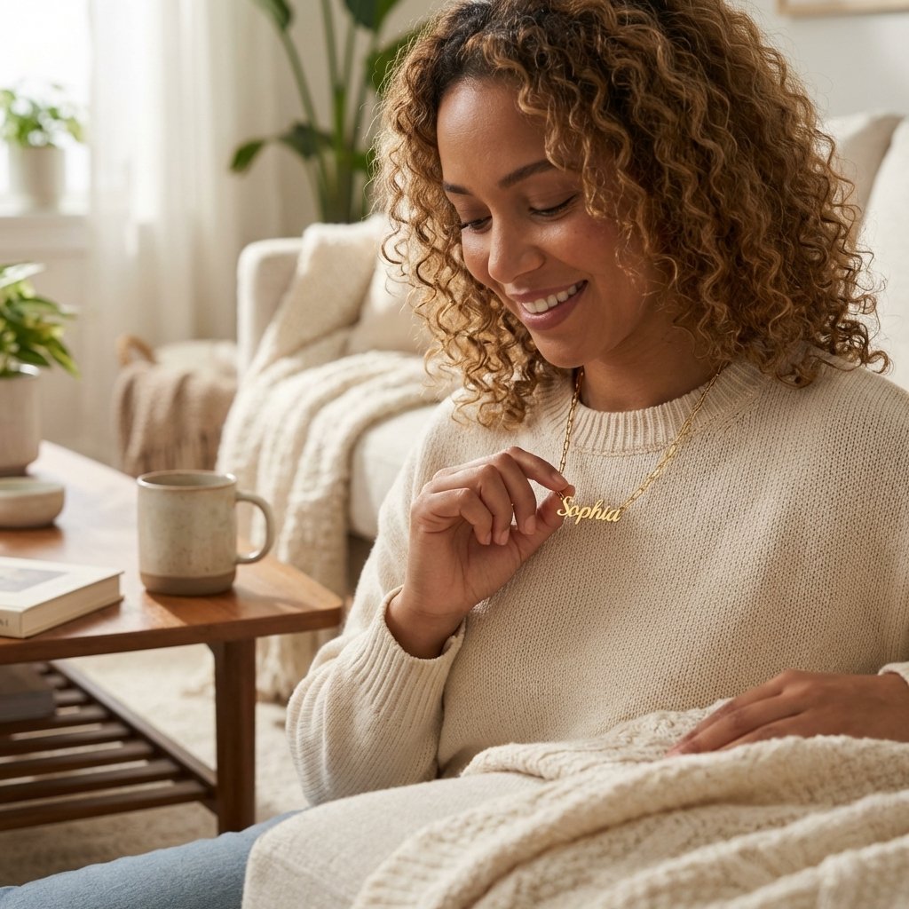 Personalized 14K Gold Name Necklace - Custom Nameplate