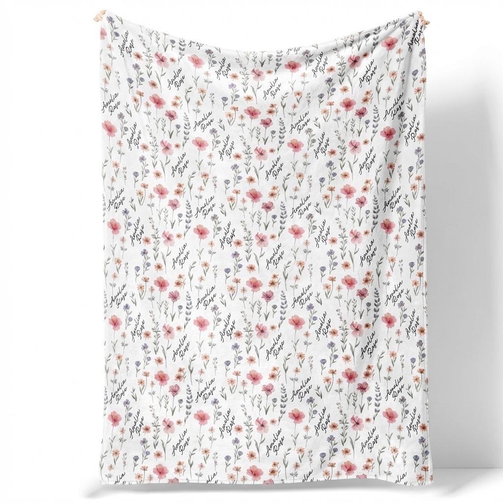 Soft Personalized Wildflower Baby Blanket