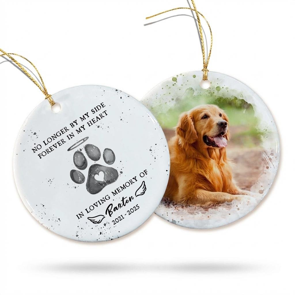 Custom Watercolor Pet Memorial Photo Ornament