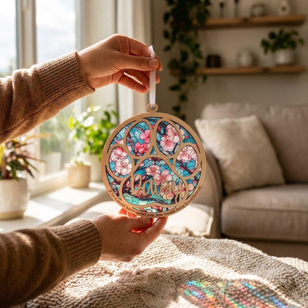 Personalized Pet Memorial Suncatcher - Rainbow Bridge Gift