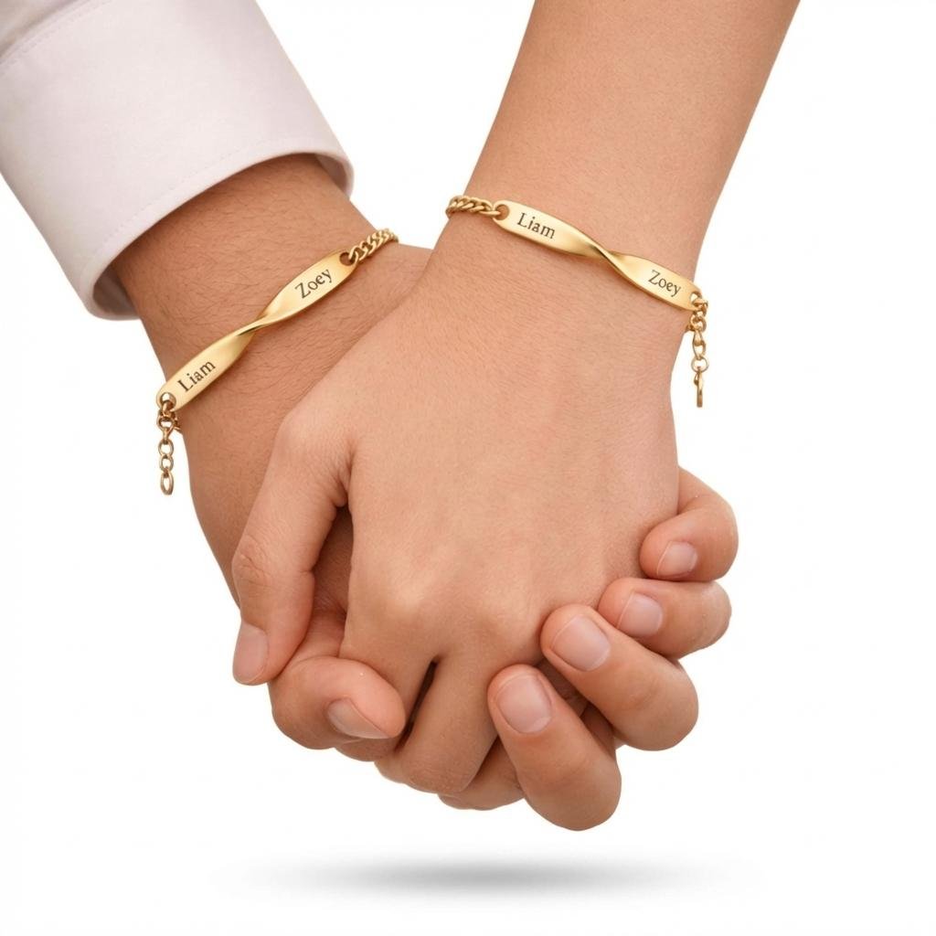 Personalized Infinity Name Bracelet Set for Couples