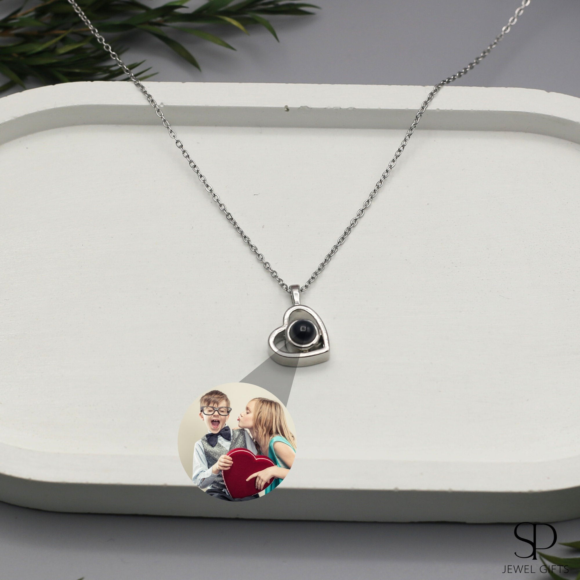 Bespoke Serene Heart Projection Photo Necklace