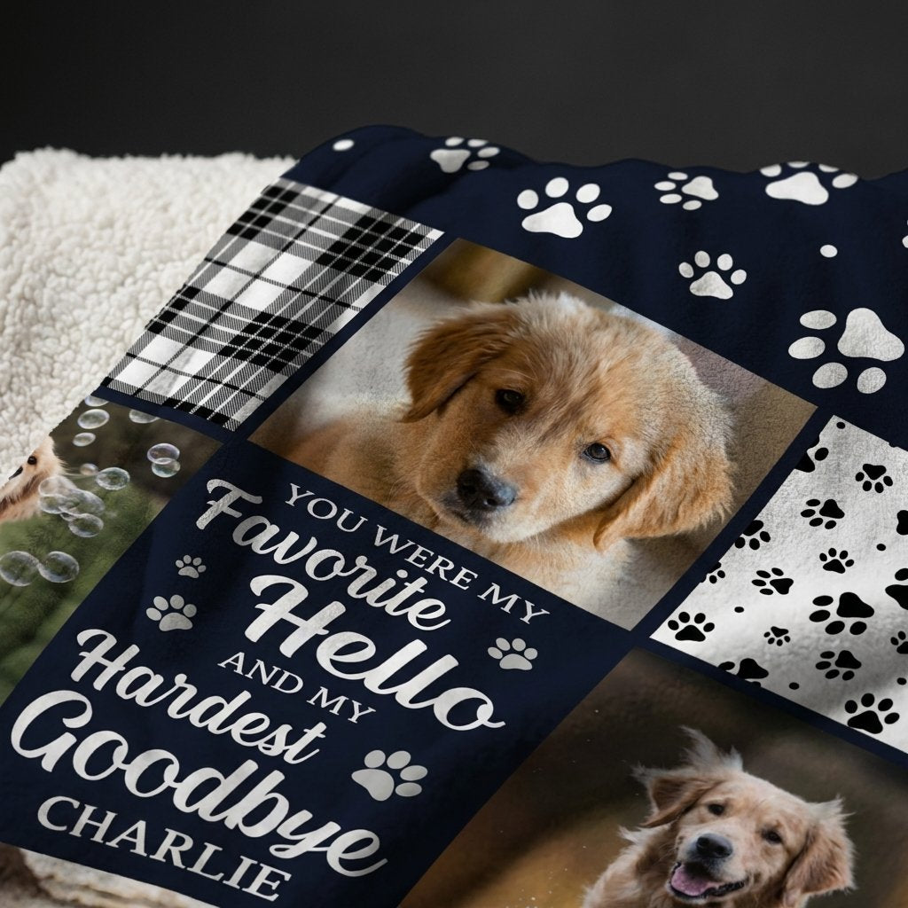 Personalized Pet Memorial Photo Blanket - Custom Dog Loss Gift