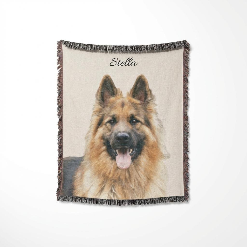 Personalized Watercolor Pet Photo Woven Blanket
