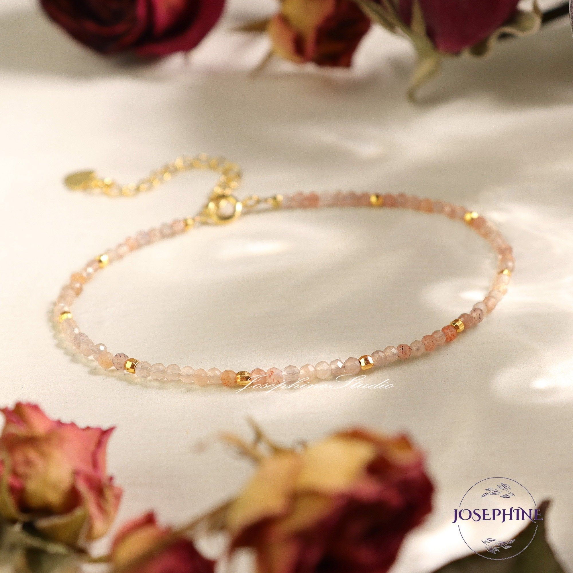 Radiant Sunstone Dainty Gemstone Bracelet