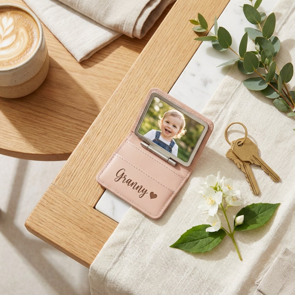 Heritage Personalized Leather Photo Keychain