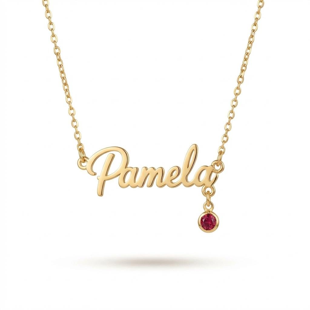 Personalized Birthstone Name Necklace - 14K Gold Vermeil