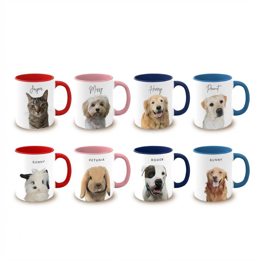 Custom Pet Portrait Mug | Personalized Hand-Drawn Dog Mug