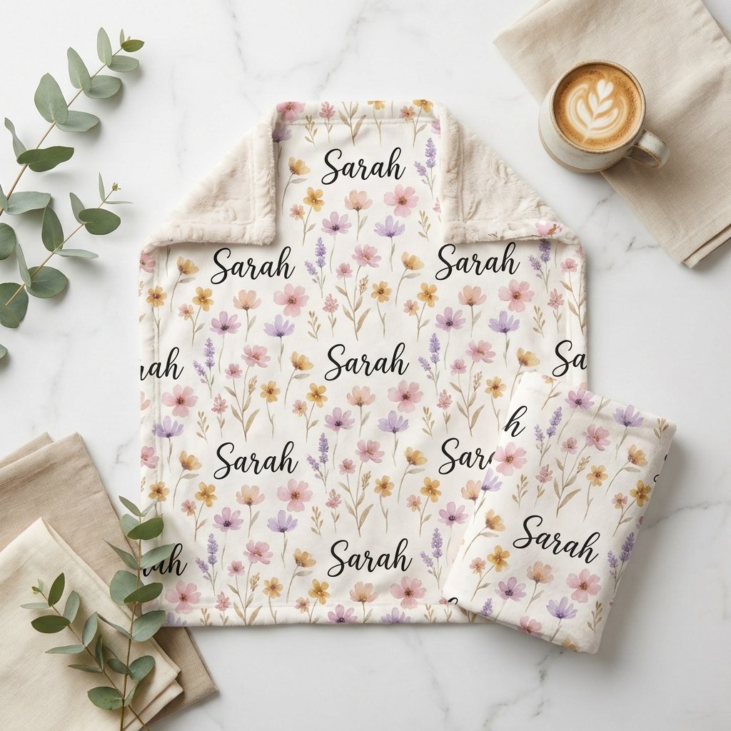 Soft Personalized Wildflower Baby Blanket