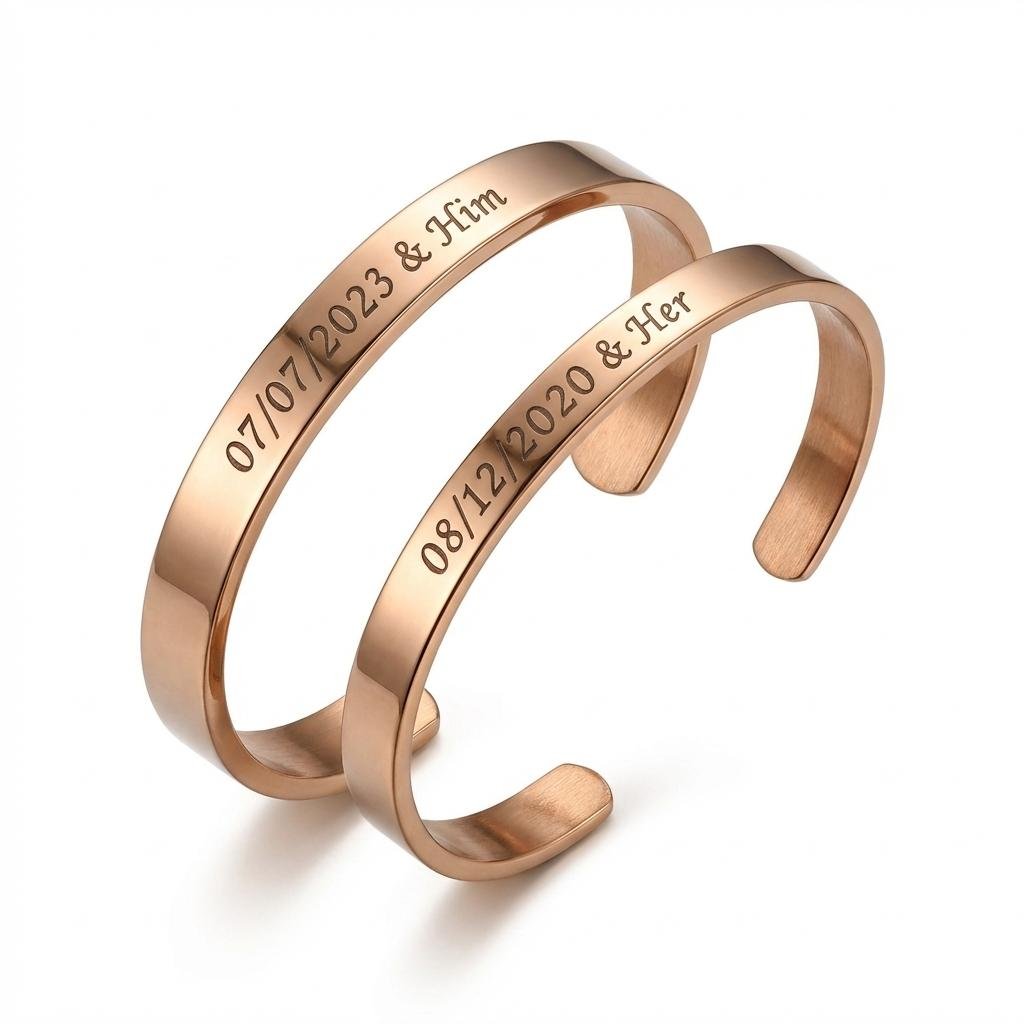 Personalized Couple Date Bracelet - Matching Set for Anniversary