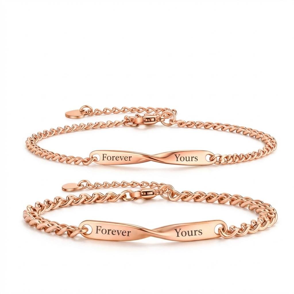 Personalized Infinity Name Bracelet Set for Couples