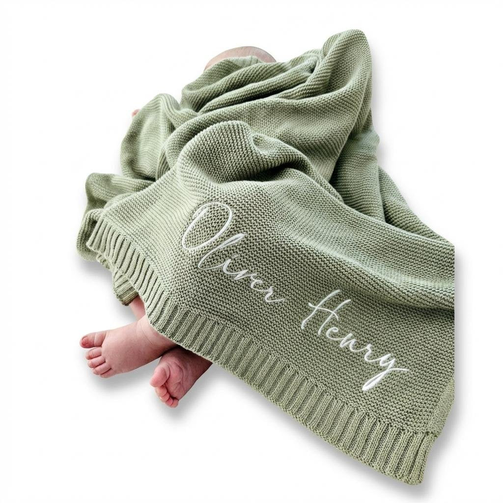 Personalized Embroidered Organic Cotton Baby Blanket