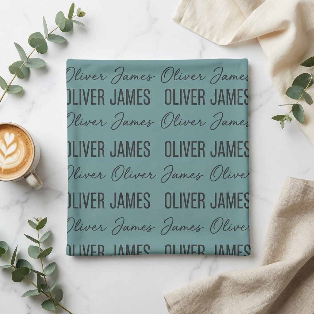 Personalized Baby Name Swaddle & Newborn Announcement Blanket