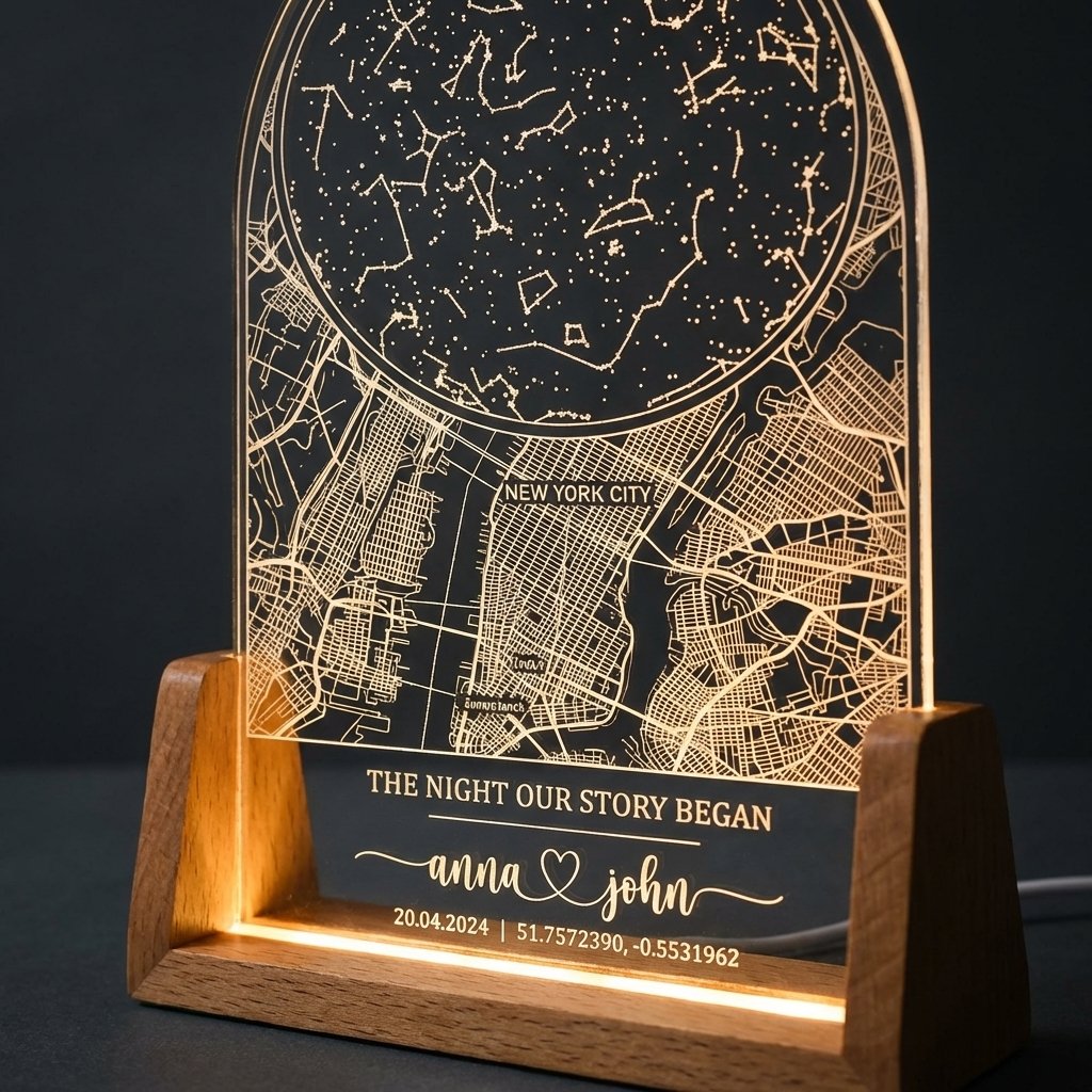 Personalized Star Map Night Light - Custom Celestial Lamp