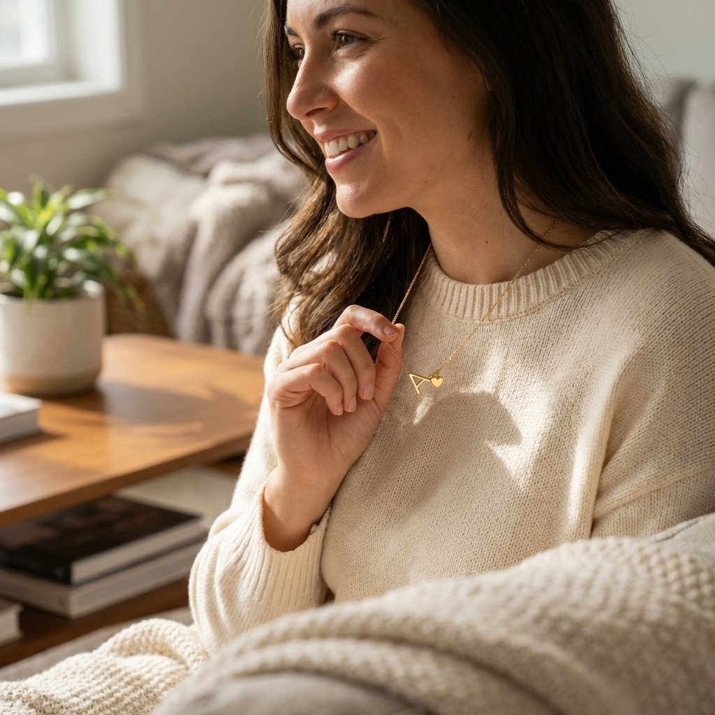 Sideways Initial Necklace - Personalized Gold Letter Jewelry