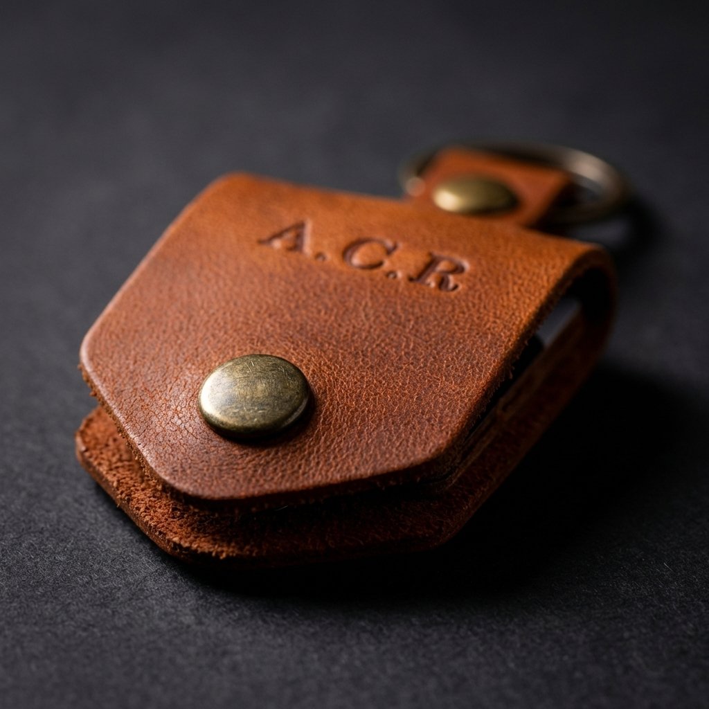 Personalized Leather Photo Keychain - 3rd Anniversary Gift