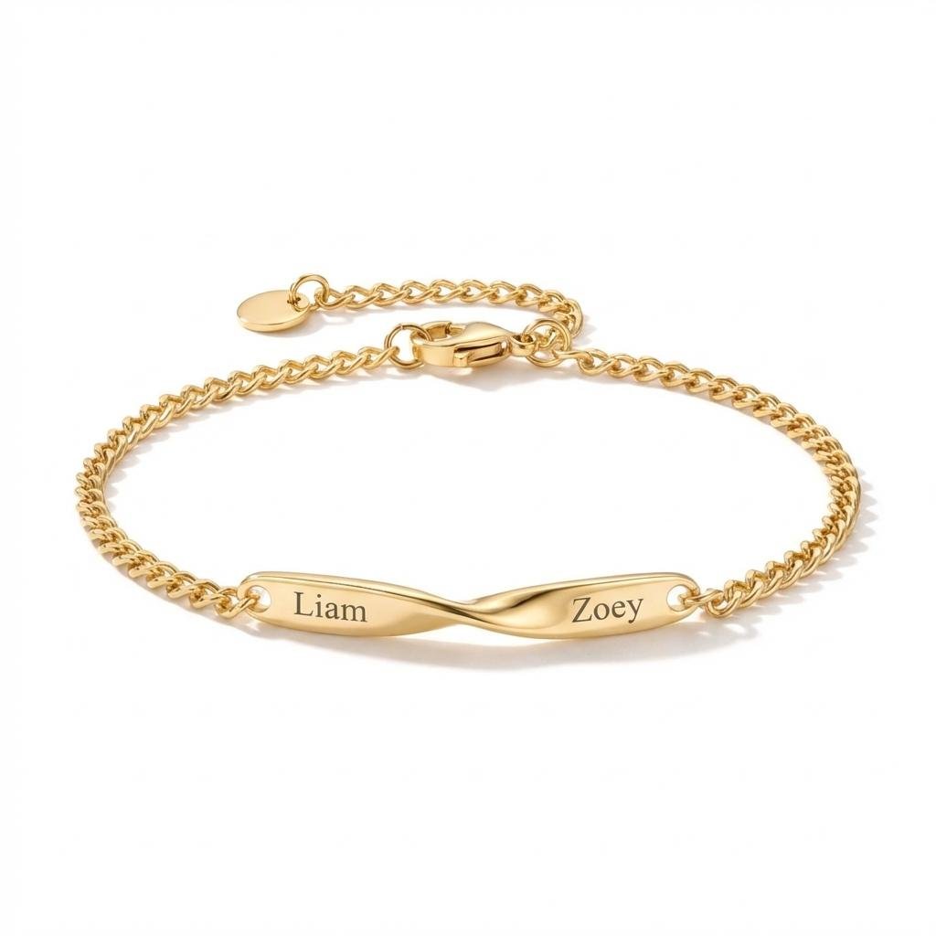 Personalized Infinity Name Bracelet Set for Couples