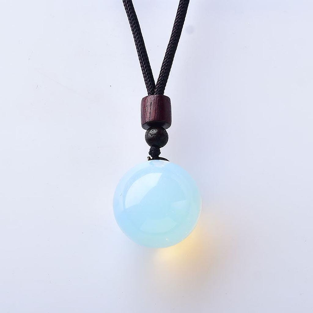 Blue Opalite Crystal Sphere Pendant Necklace