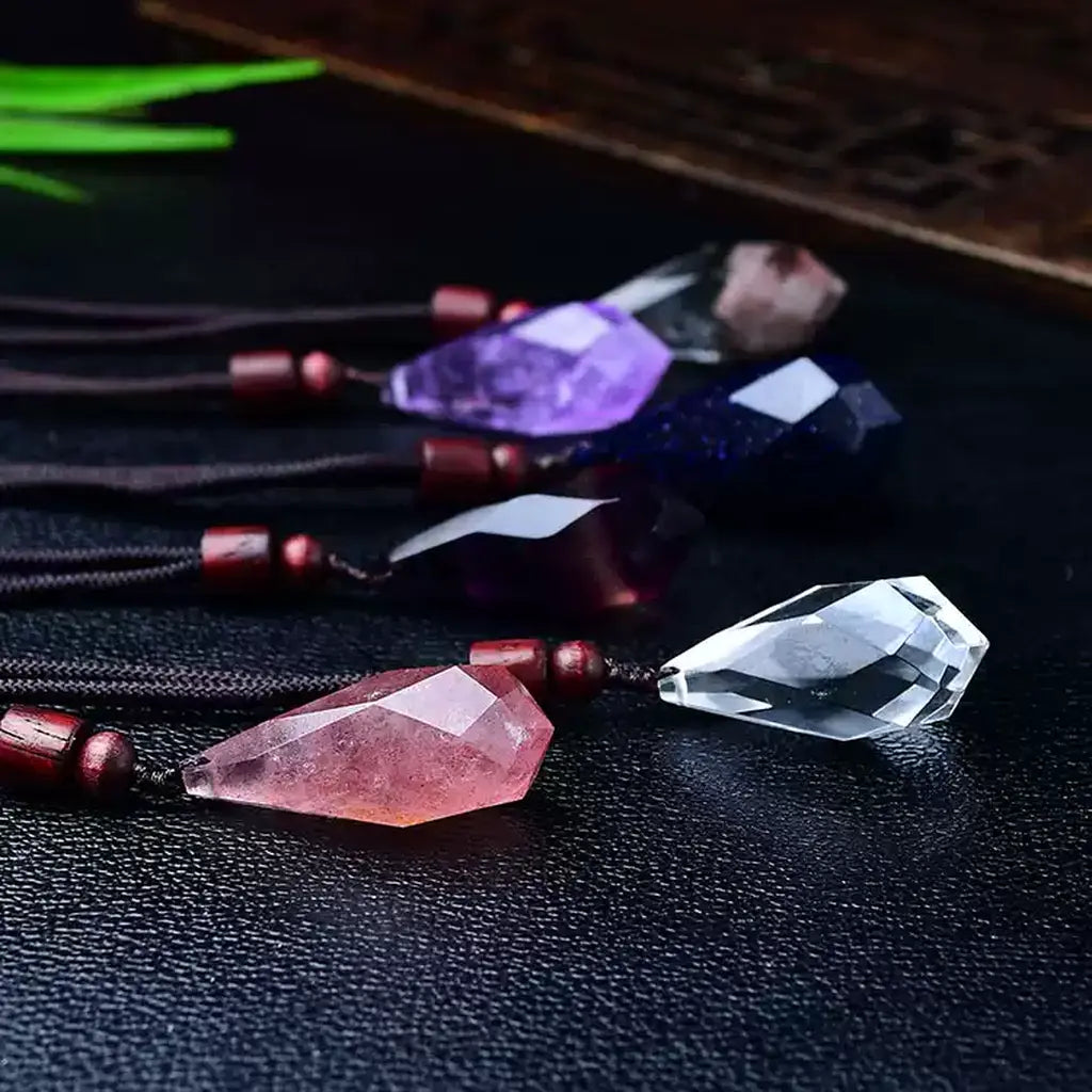 Crystal Point Pendant Necklace Collection