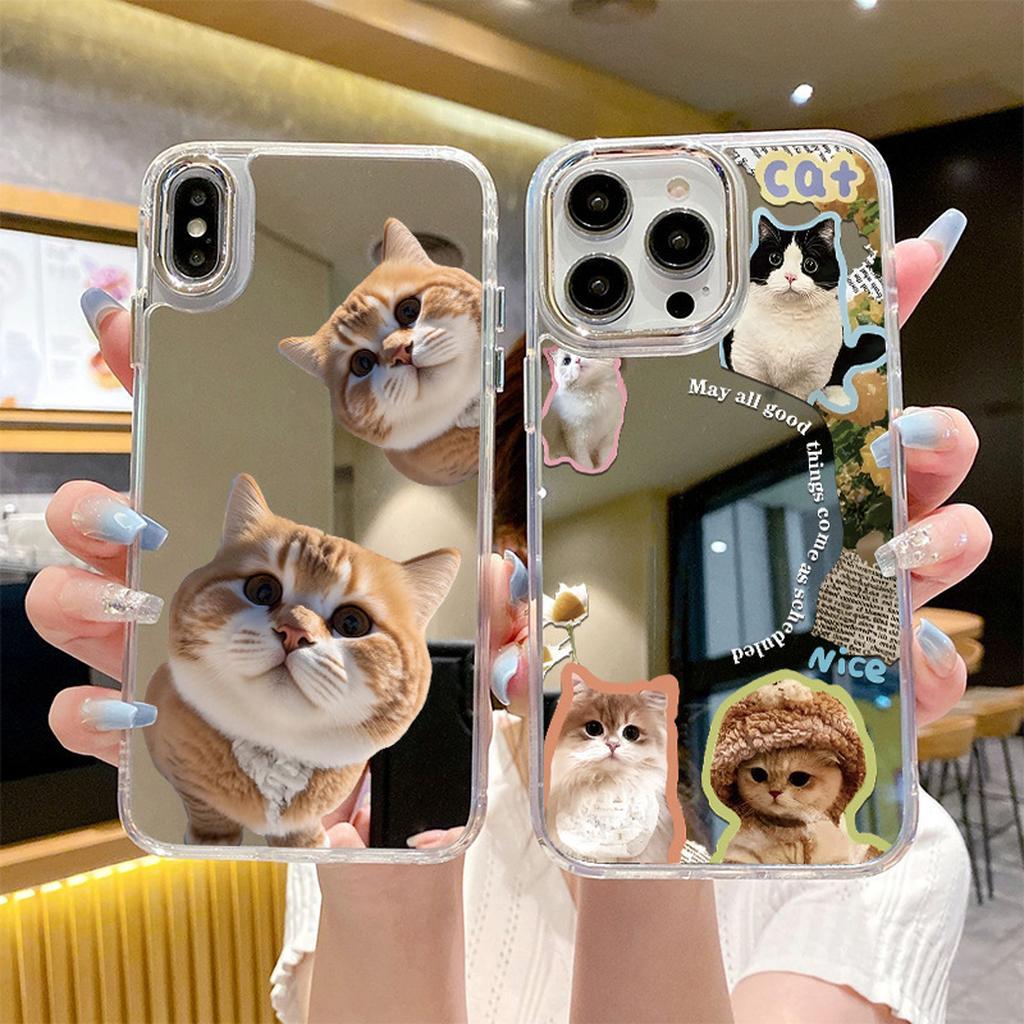 Custom Cat Photo Collage Mirror iPhone Cases