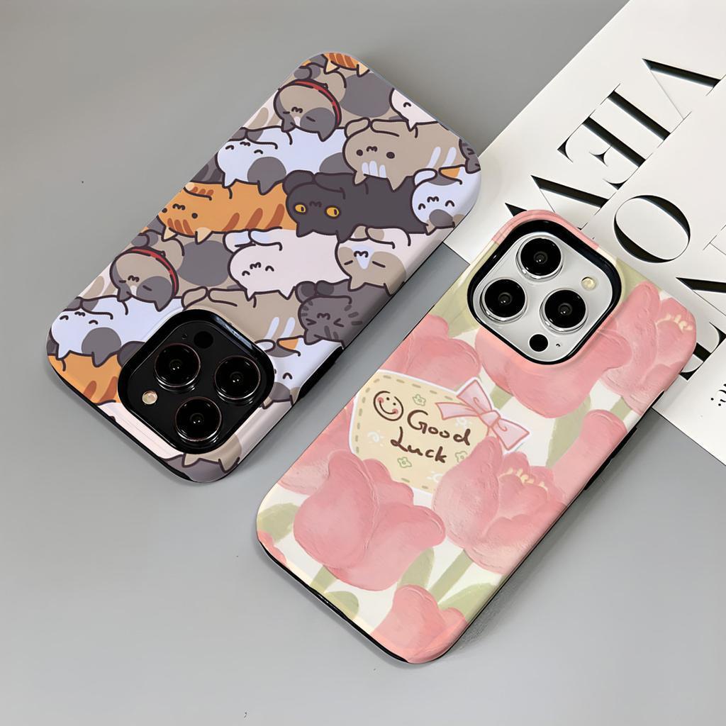 Cute Phone Cases Cat Floral Pink Designs