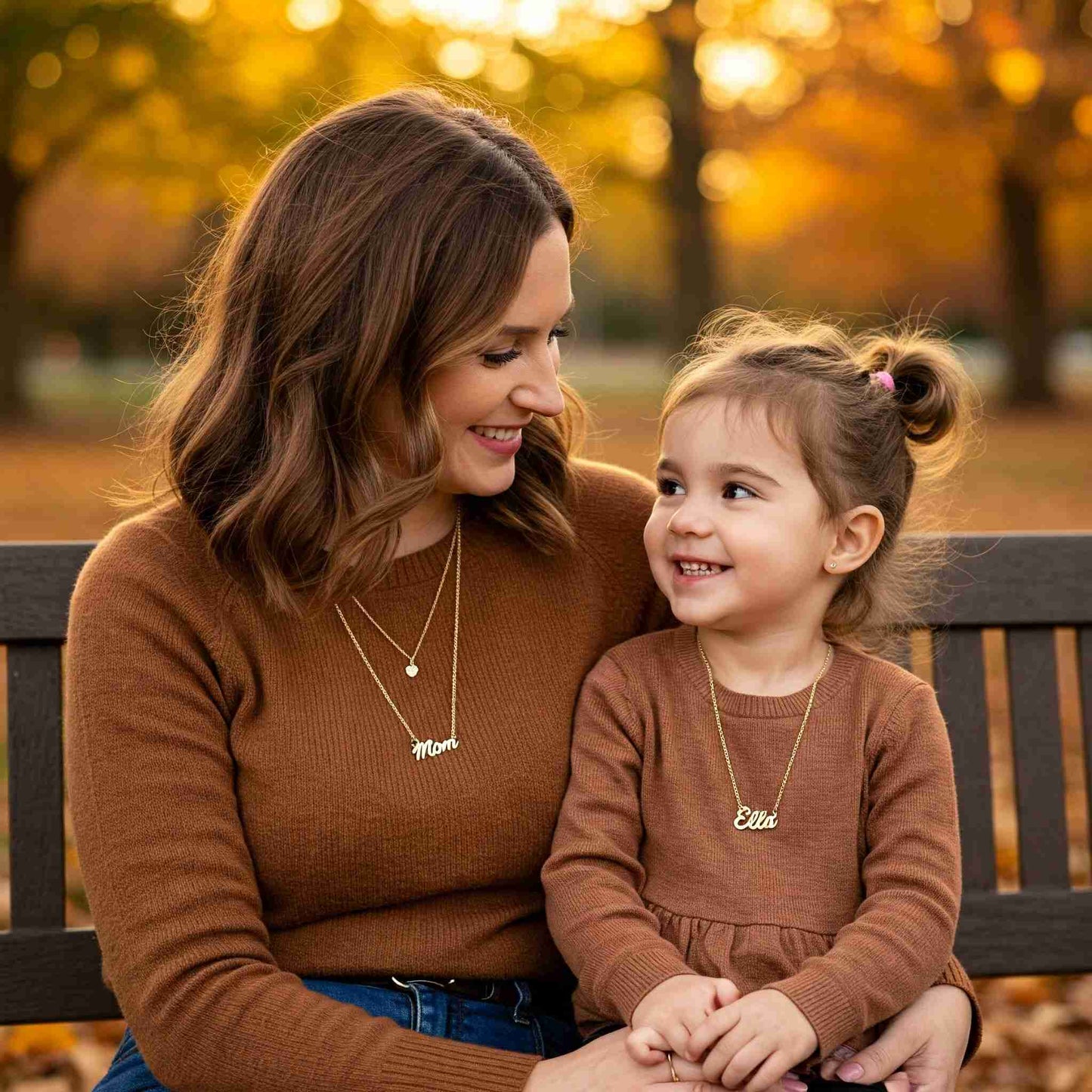 Mother and Daughter Matching Name Necklaces Fall