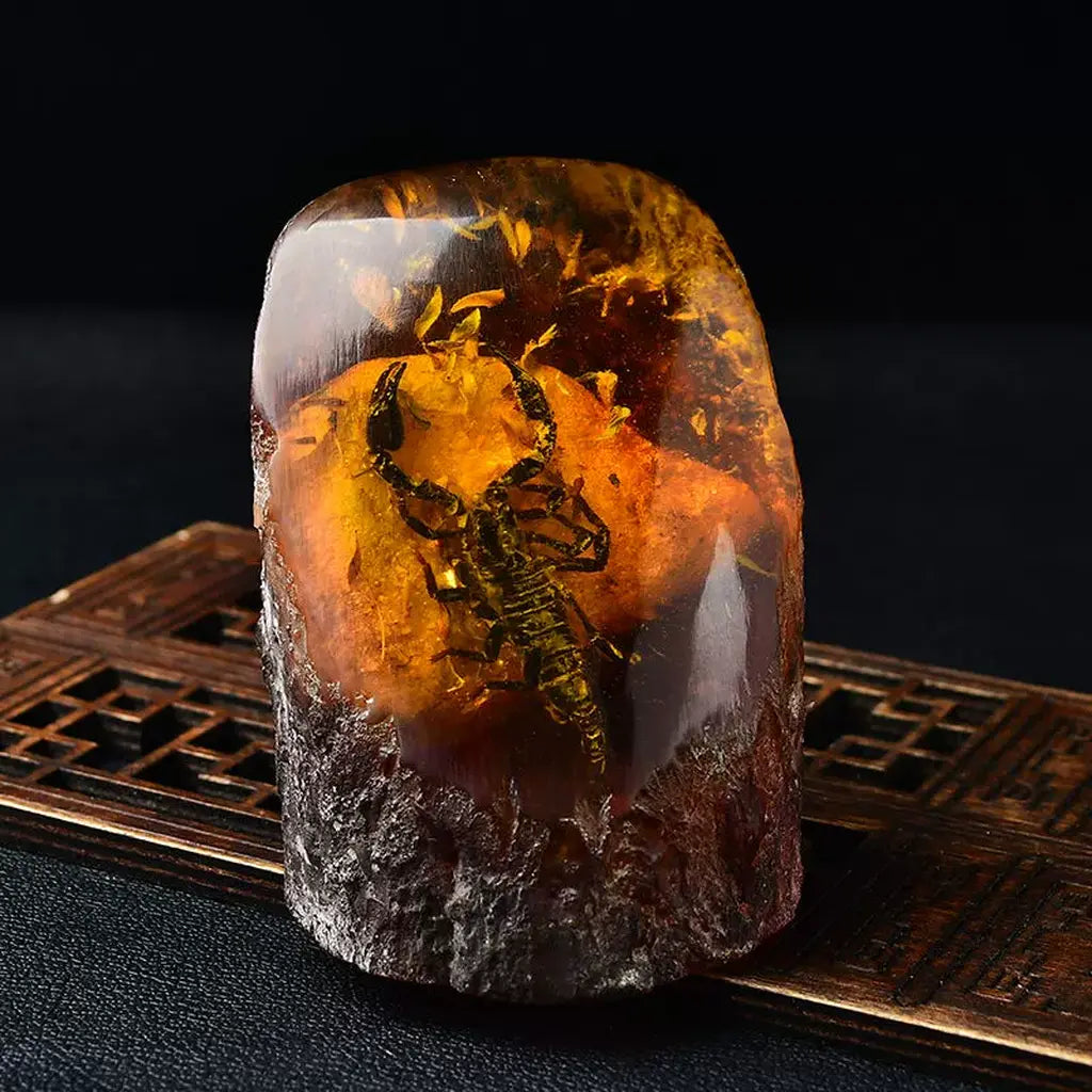 Scorpion in Amber Fossil Specimen
