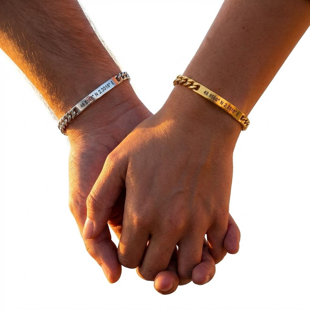 Custom Engraved Matching Couples Bracelets