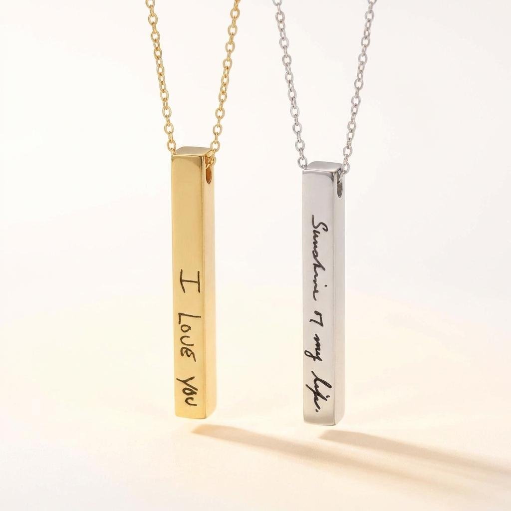 Gold Vermeil Handwriting Necklace - Custom Signature Bar