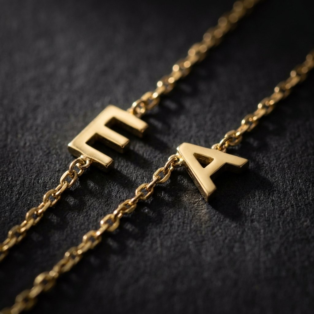 Personalized 14K Solid Gold Sideways Initial Necklace