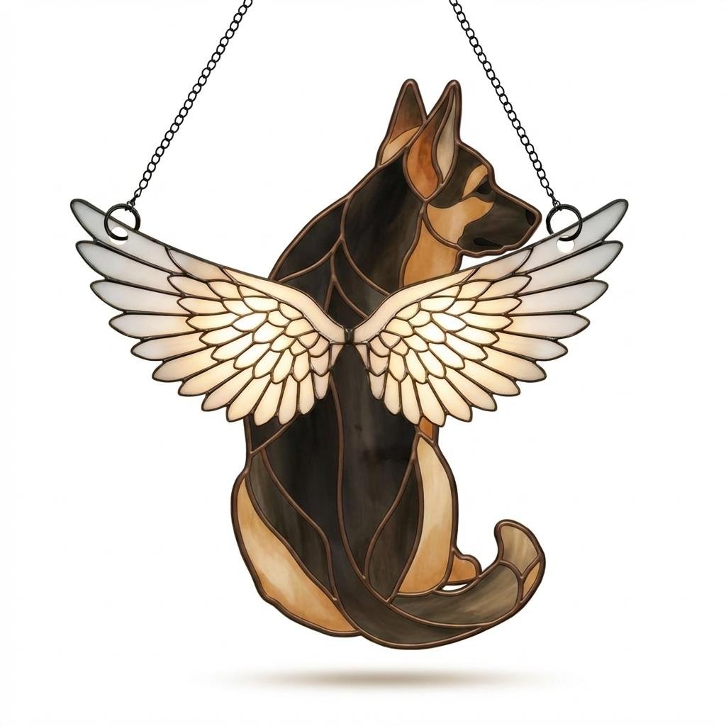 Custom Dog Angel Wings Suncatcher - Personalized Pet Memorial