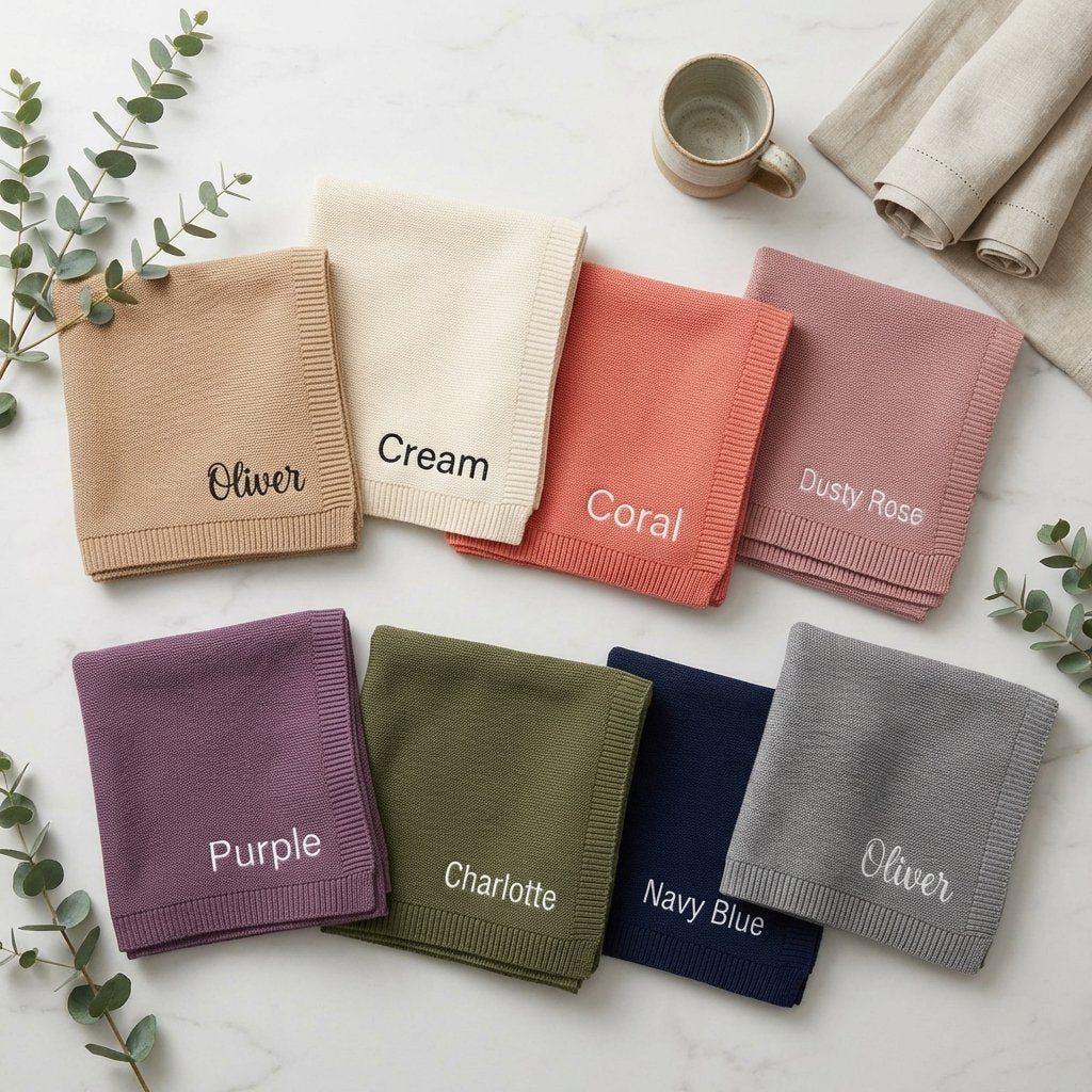 Personalized Premium Cotton Knit Baby Name Blanket