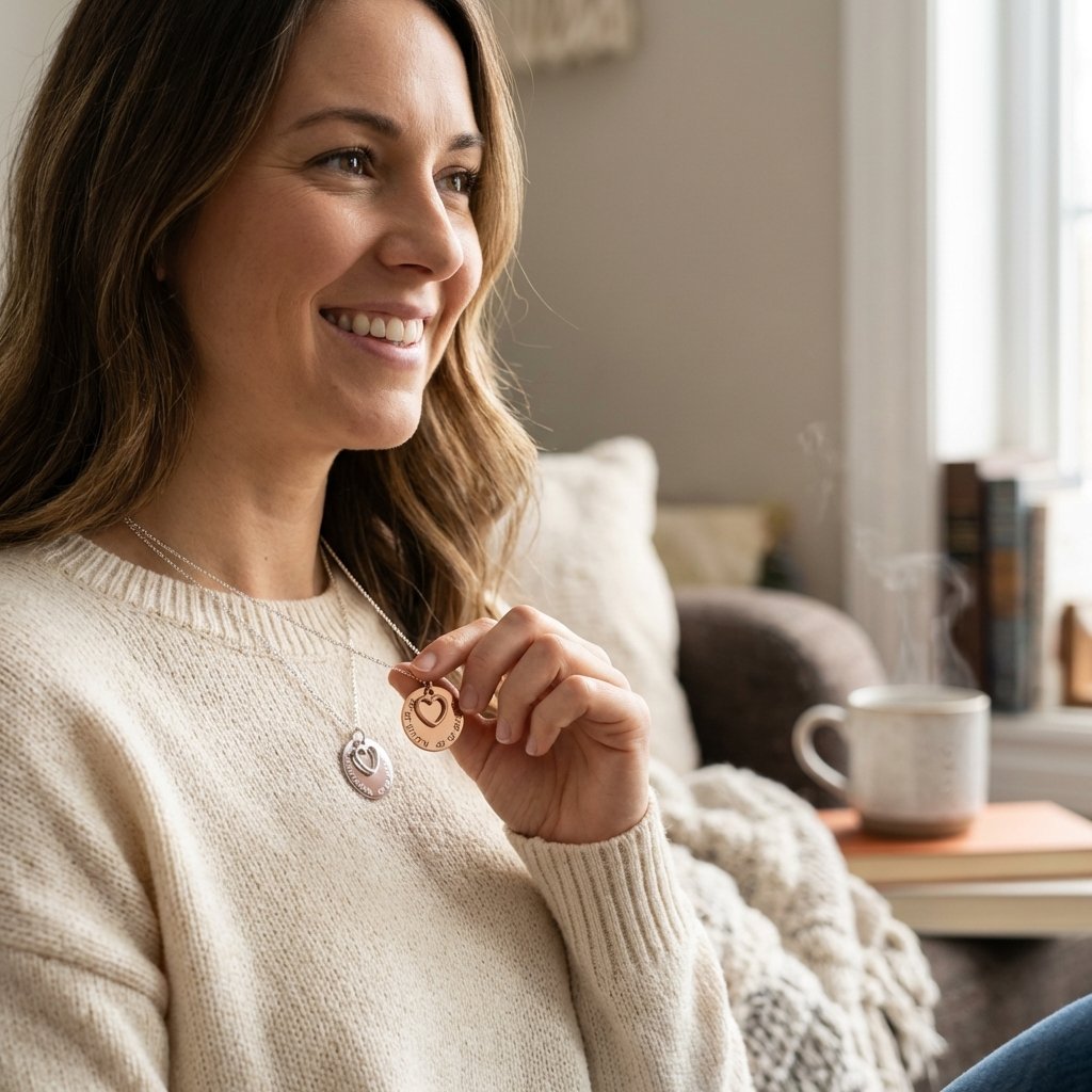 Custom GPS Coordinate Necklace with Heart Charm