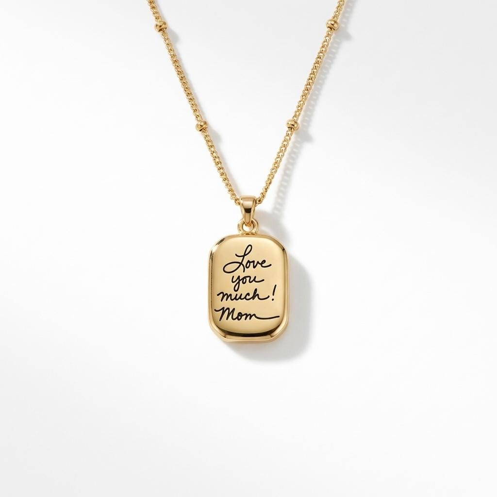 Custom Handwriting Necklace - Actual Signature Gold Pendant