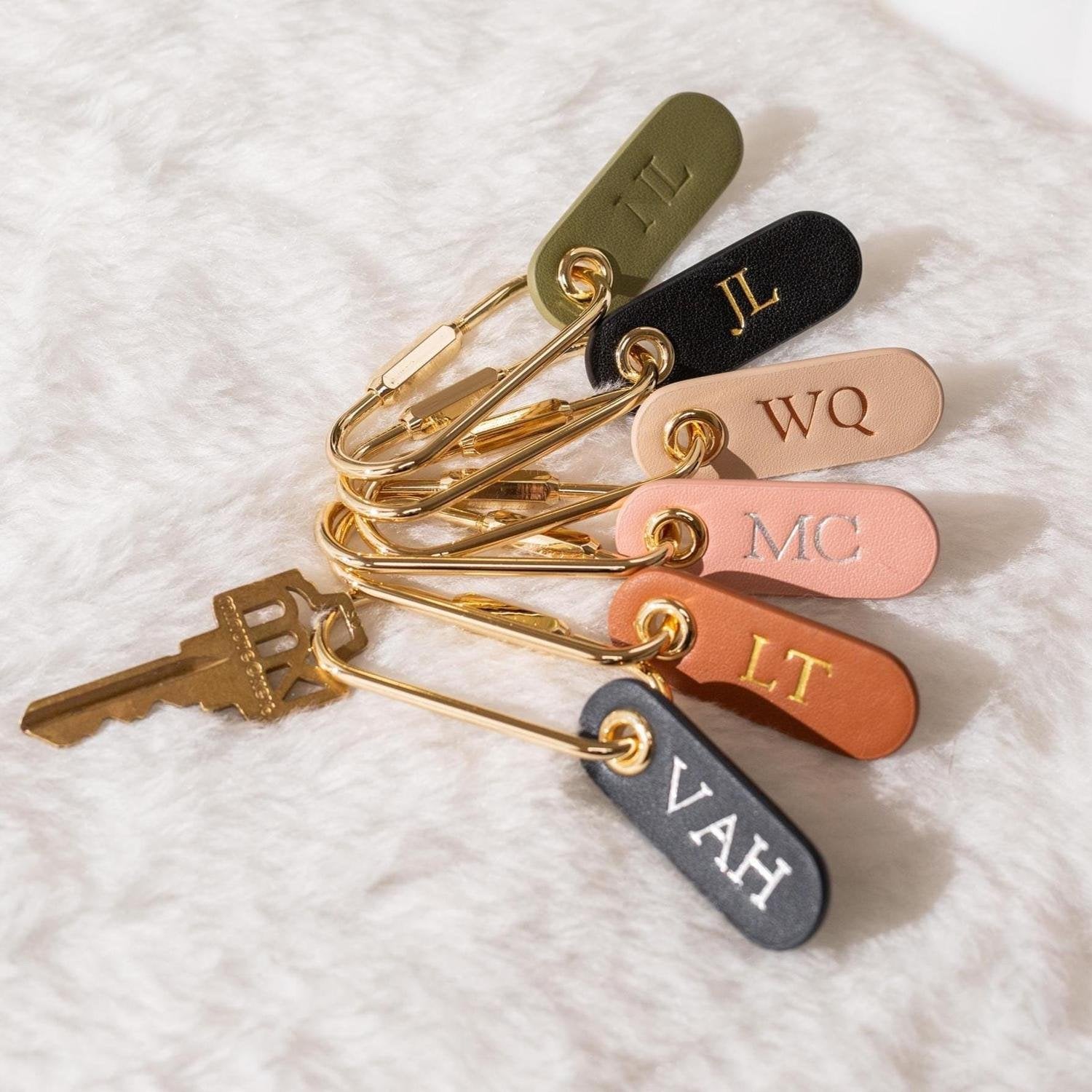 Bespoke Monogram Personalized Leather Keychain