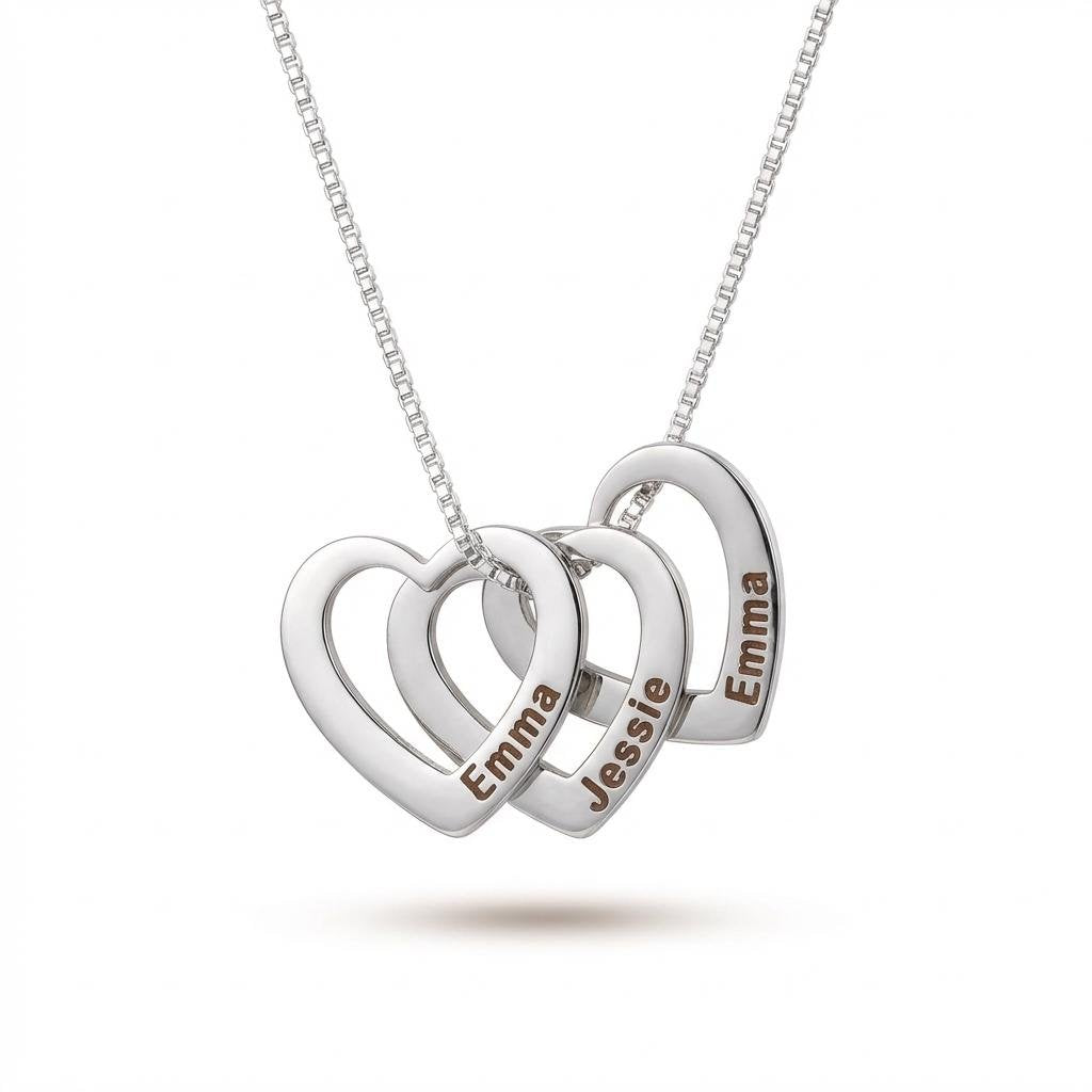 Personalized Interlocking Heart Name Necklace for Mom