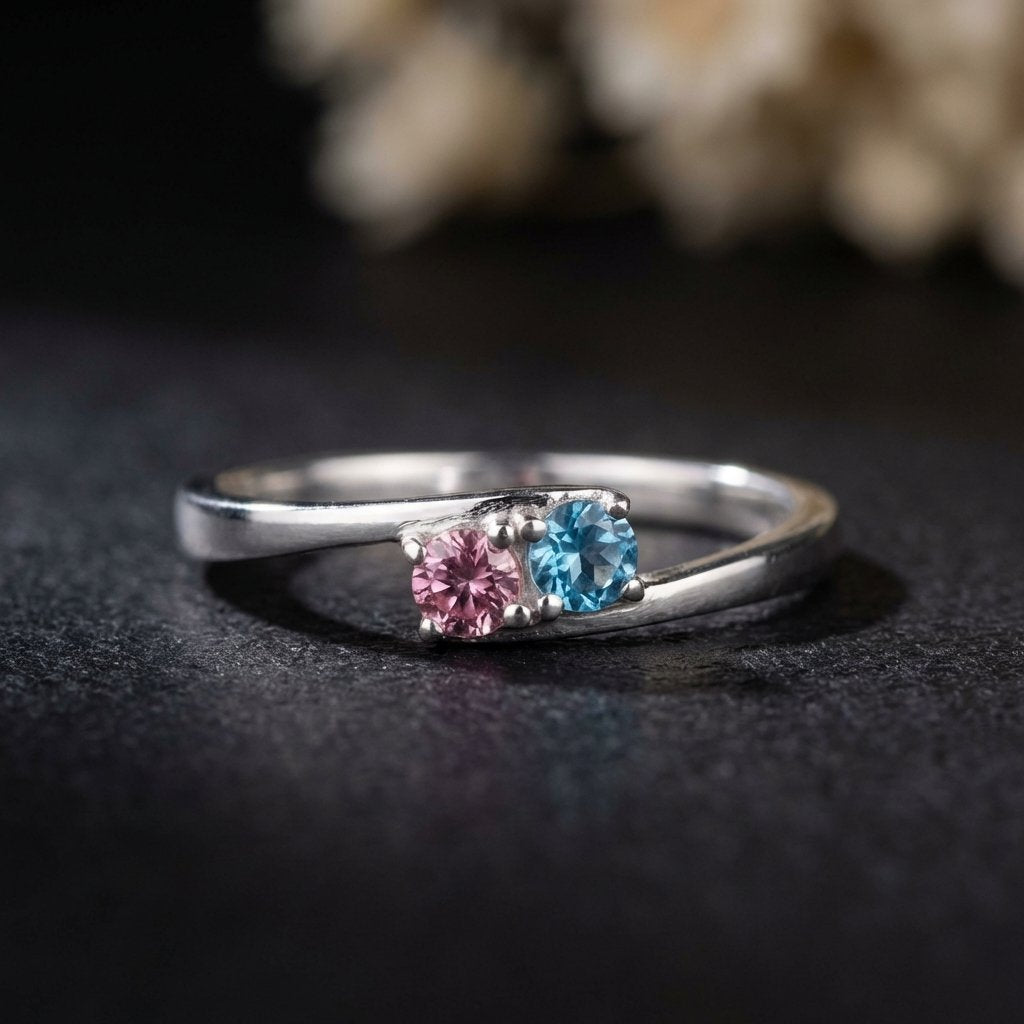 Personalized Family Birthstone Ring - 925 Sterling Silver