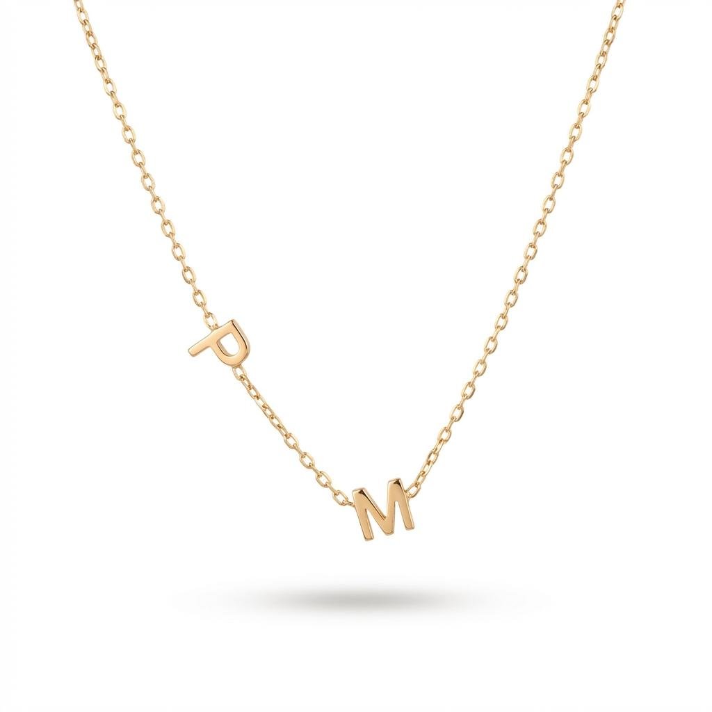 Sideways Initial Necklace - Personalized Gold Letter Jewelry