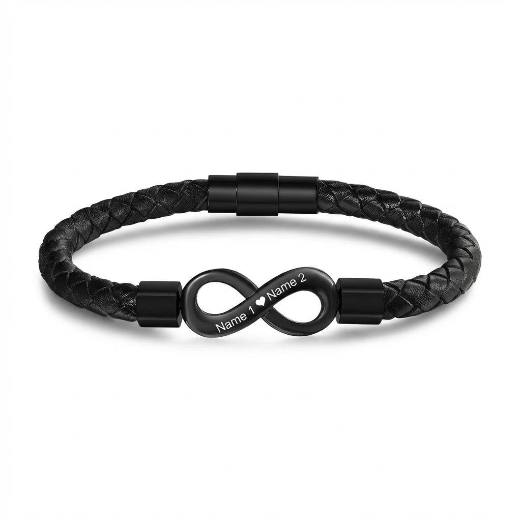 Custom Infinity Couple Bracelet Set - Engraved Love Gift