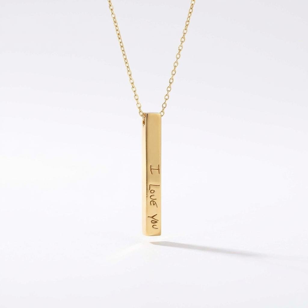 Gold Vermeil Handwriting Necklace - Custom Signature Bar
