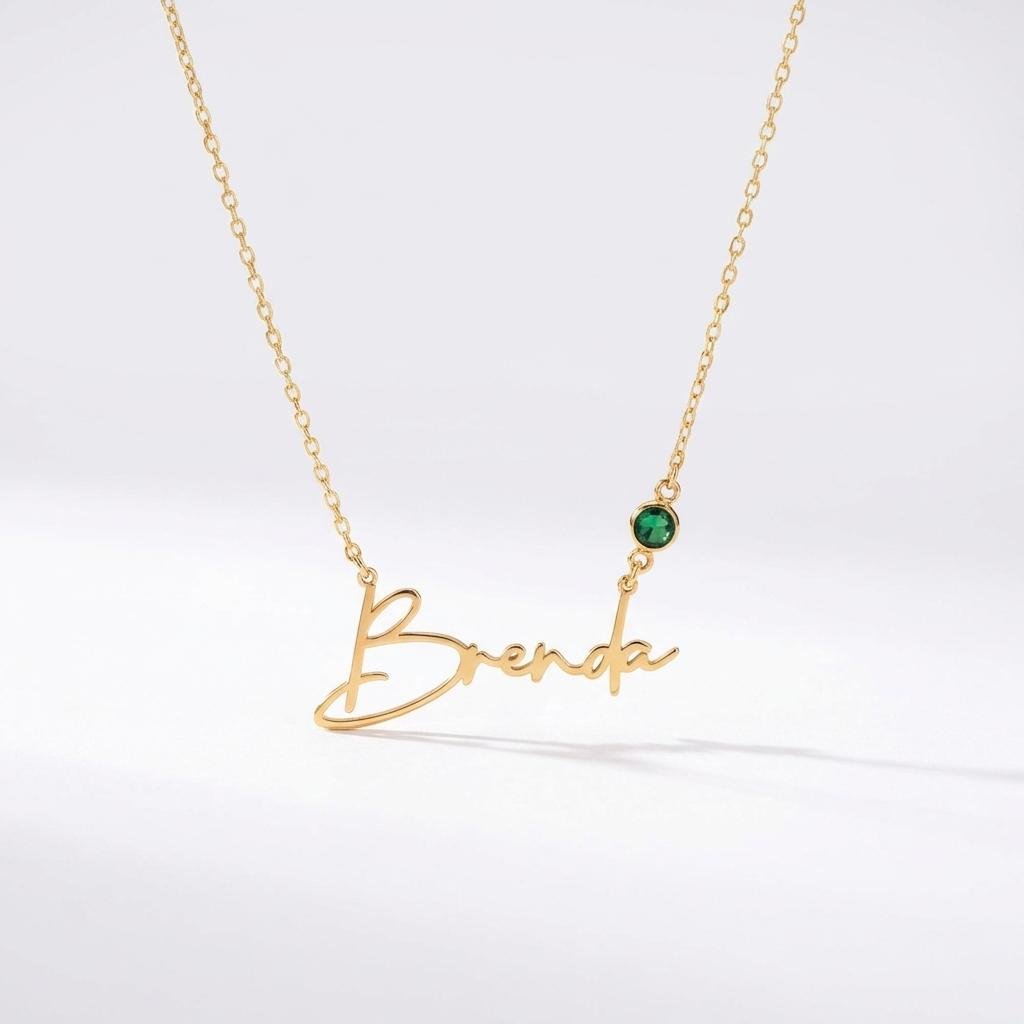 Personalized Birthstone Name Necklace - 14K Gold Vermeil