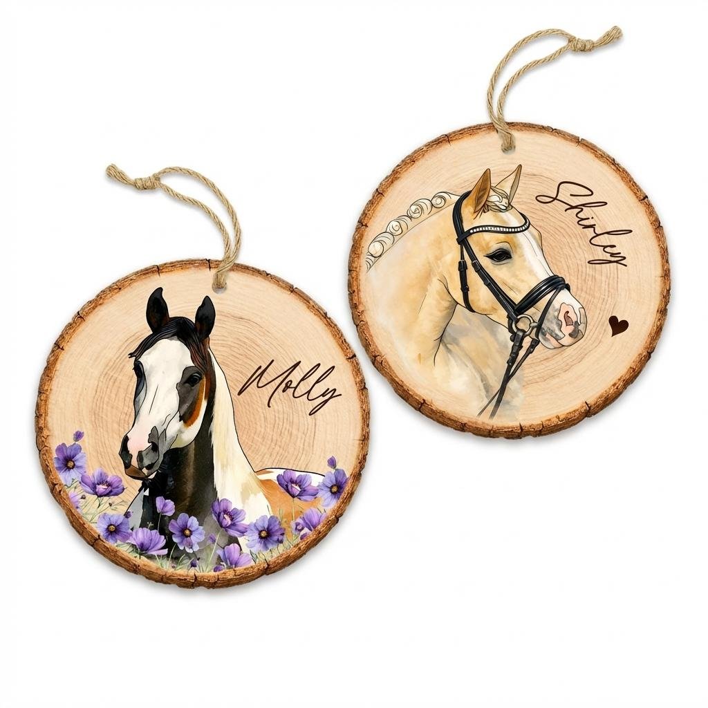 Personalized Horse Photo Portrait Wood Ornament Memorial