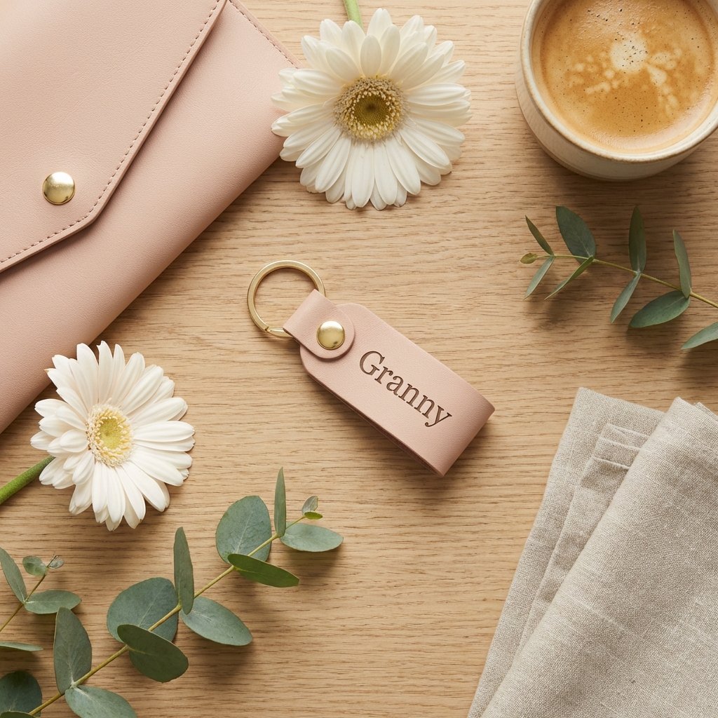 Artisan Personalized Leather Photo Keychain