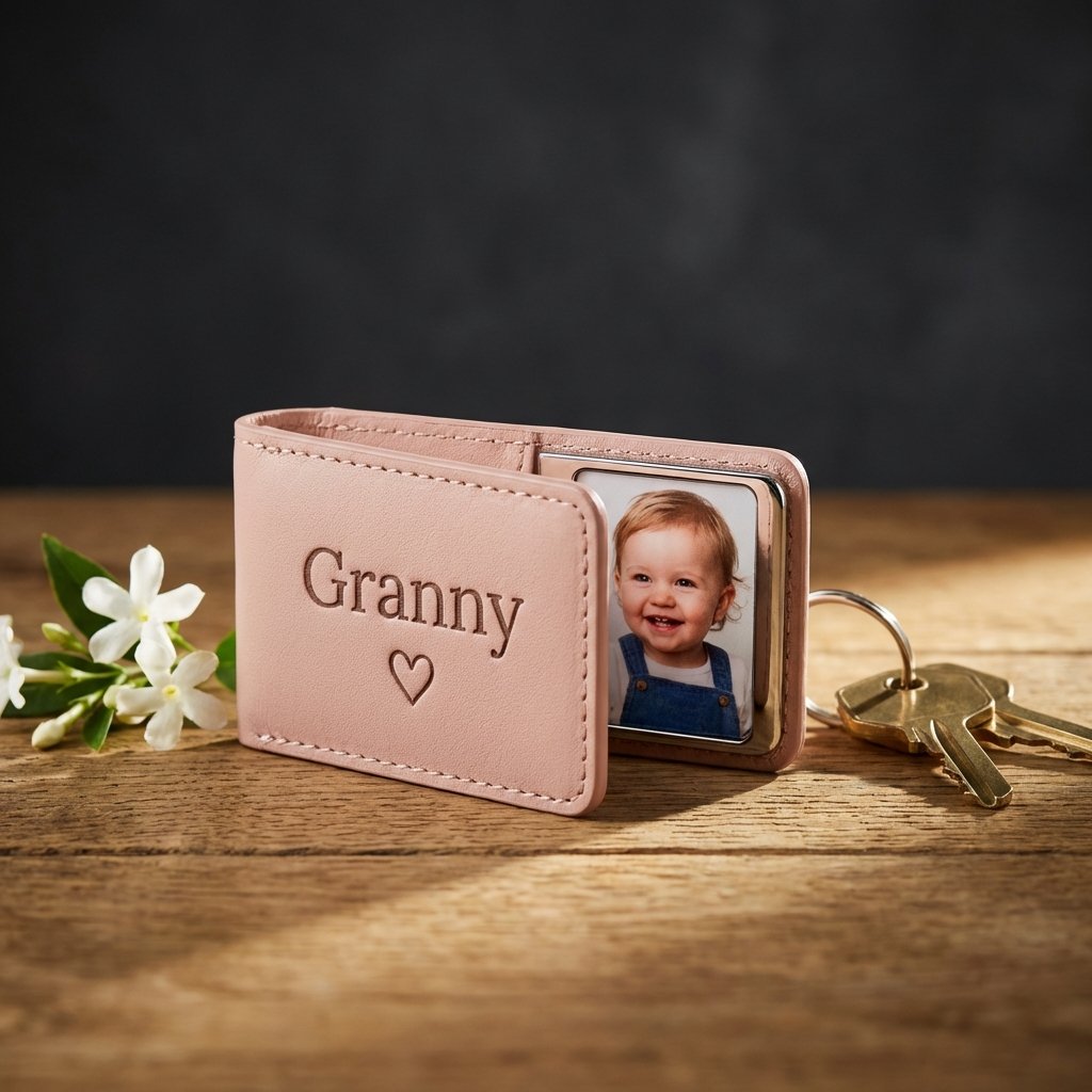 Heritage Personalized Leather Photo Keychain
