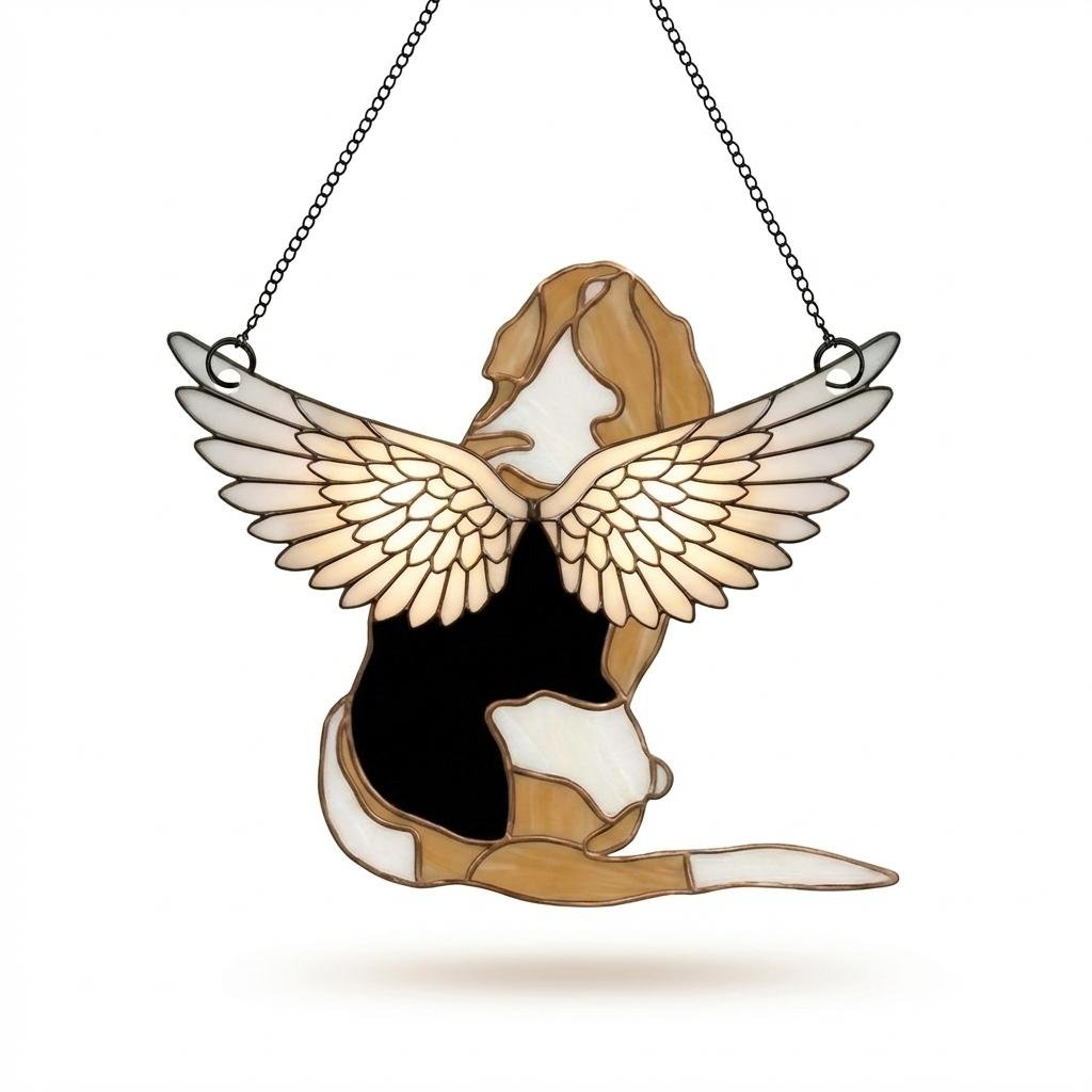 Custom Dog Angel Wings Suncatcher - Personalized Pet Memorial