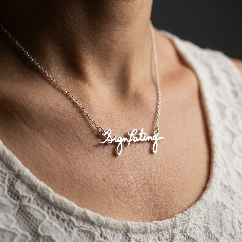 Personalized Handwriting Necklace - Sterling Silver Signature