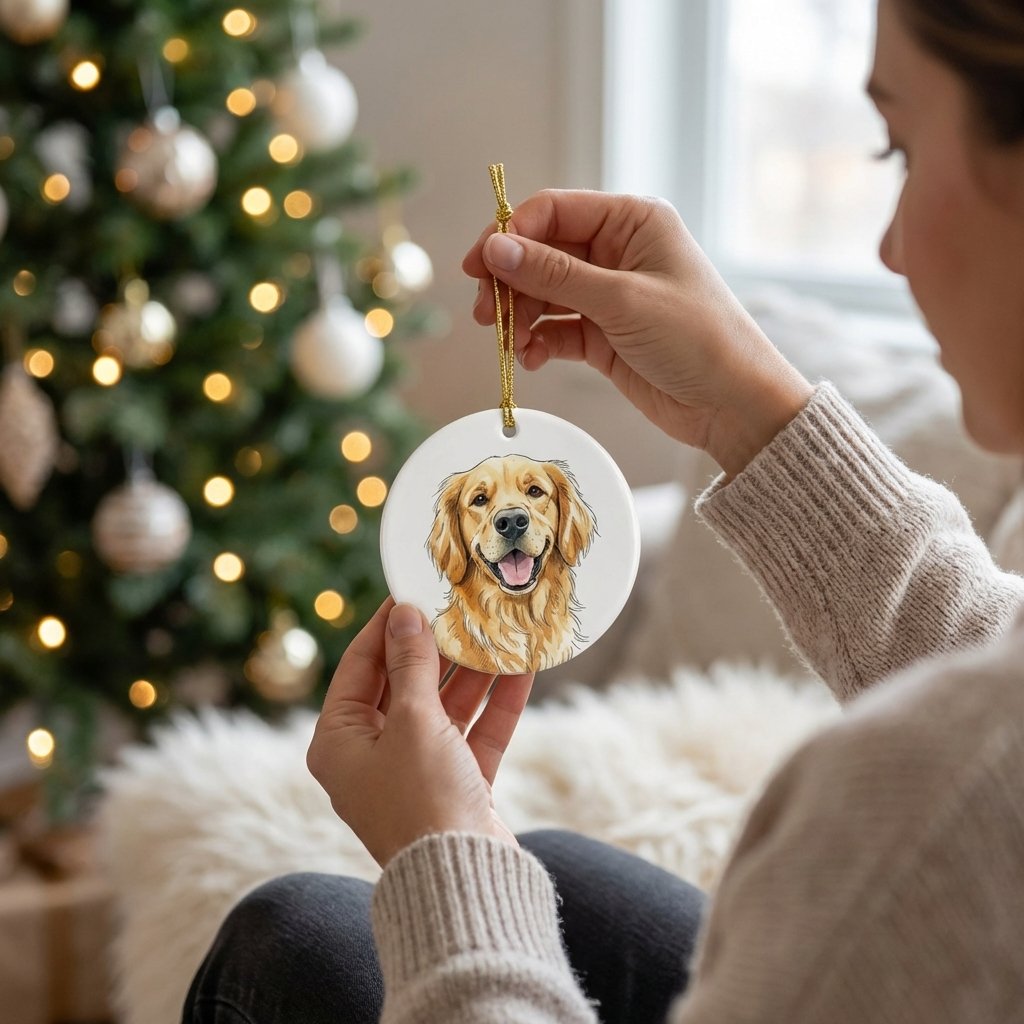 Custom Pet Portrait Memorial Ornament | Dog & Cat Remembrance