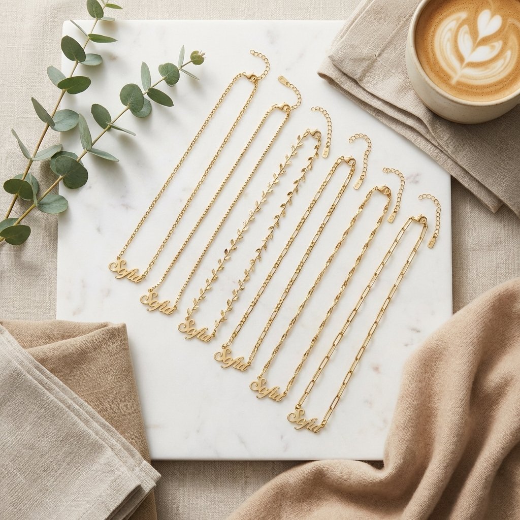 Personalized 14K Gold Name Necklace - Custom Nameplate