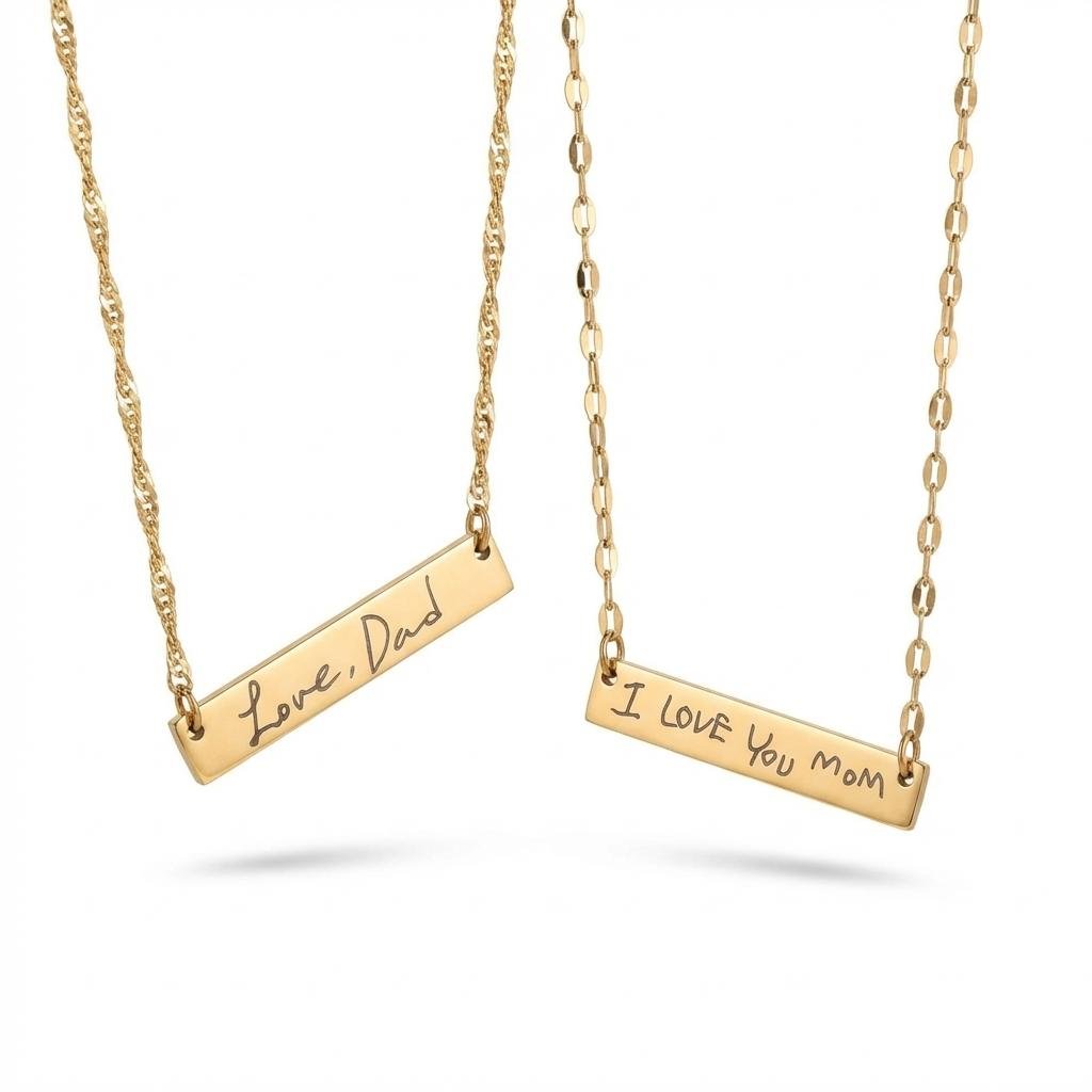 Personalized Handwriting Bar Necklace - Custom Signature Gift