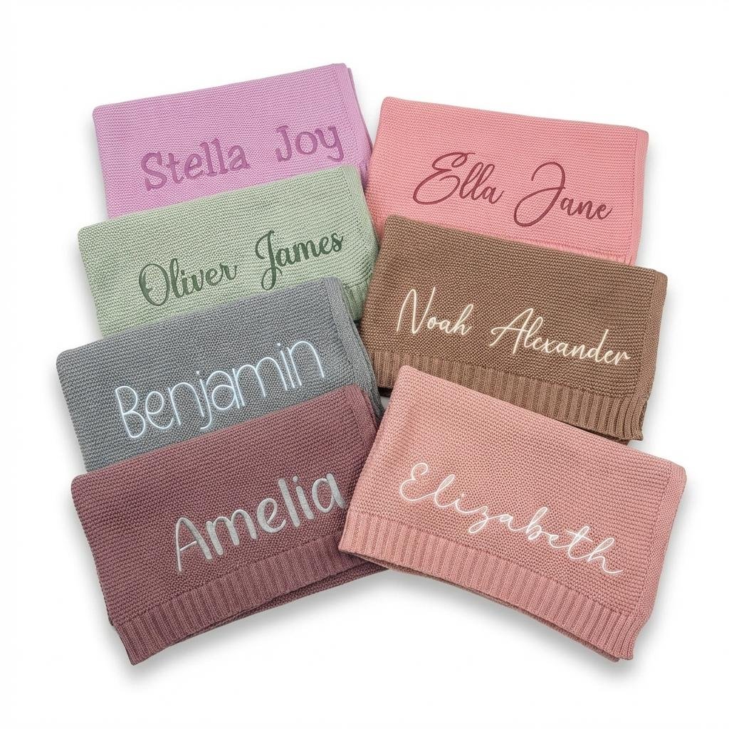 Personalized Embroidered Knit Baby Blanket | iMade4U